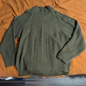 Olive Green Women's Cold Shoulder Sweater